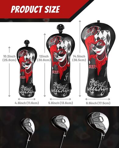 Golf Headcovers Golf Club Head Covers Lady Luck Style Premium Leather Driver Fairway(FW) Wood Hybrid(UT) with Number Tags in Saudi Arabia