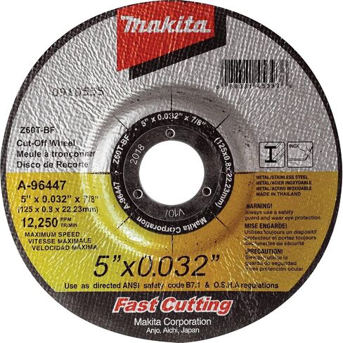 Makita A-96447 5" x .032" x 7/8" Depressed Center Ultra Thin Cut-Off Wheel, Stainless in Saudi Arabia