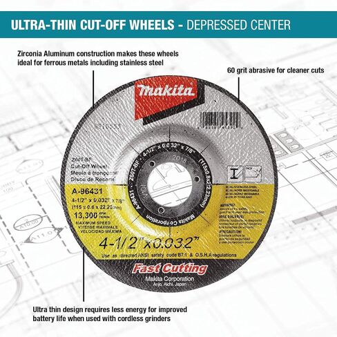 Makita A-96447 5" x .032" x 7/8" Depressed Center Ultra Thin Cut-Off Wheel, Stainless in Saudi Arabia