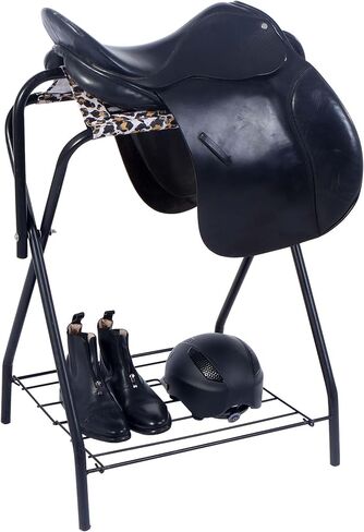 Harrison Howard Saddle Stand Freestanding Full-Size Portable Floor Horse Saddle Rack with Supportive Fabric to Prevent Possible Slippage Secure Saddle Navy Blue in Saudi Arabia