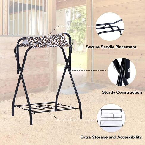 Harrison Howard Saddle Stand Freestanding Full-Size Portable Floor Horse Saddle Rack with Supportive Fabric to Prevent Possible Slippage Secure Saddle Navy Blue in Saudi Arabia