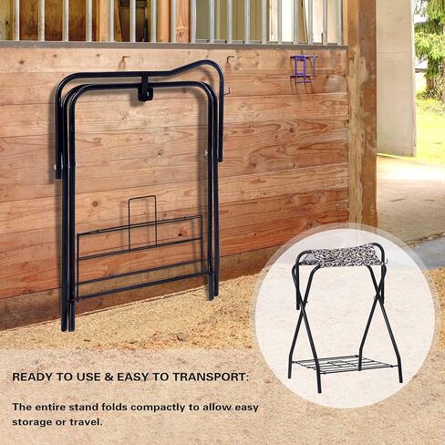 Harrison Howard Saddle Stand Freestanding Full-Size Portable Floor Horse Saddle Rack with Supportive Fabric to Prevent Possible Slippage Secure Saddle Navy Blue in Saudi Arabia