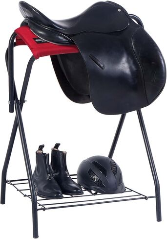 Harrison Howard Saddle Stand Freestanding Full-Size Portable Floor Horse Saddle Rack with Supportive Fabric to Prevent Possible Slippage Secure Saddle Navy Blue in Saudi Arabia