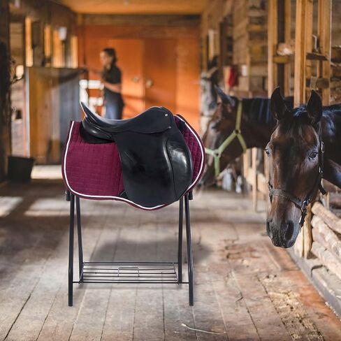 Harrison Howard Saddle Stand Freestanding Full-Size Portable Floor Horse Saddle Rack with Supportive Fabric to Prevent Possible Slippage Secure Saddle Navy Blue in Saudi Arabia