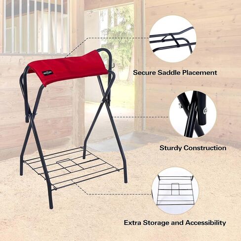 Harrison Howard Saddle Stand Freestanding Full-Size Portable Floor Horse Saddle Rack with Supportive Fabric to Prevent Possible Slippage Secure Saddle Navy Blue in Saudi Arabia