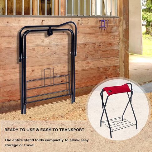Harrison Howard Saddle Stand Freestanding Full-Size Portable Floor Horse Saddle Rack with Supportive Fabric to Prevent Possible Slippage Secure Saddle Navy Blue in Saudi Arabia