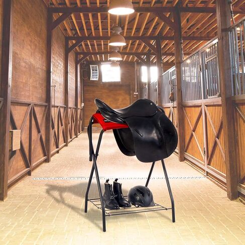 Harrison Howard Saddle Stand Freestanding Full-Size Portable Floor Horse Saddle Rack with Supportive Fabric to Prevent Possible Slippage Secure Saddle Navy Blue in Saudi Arabia