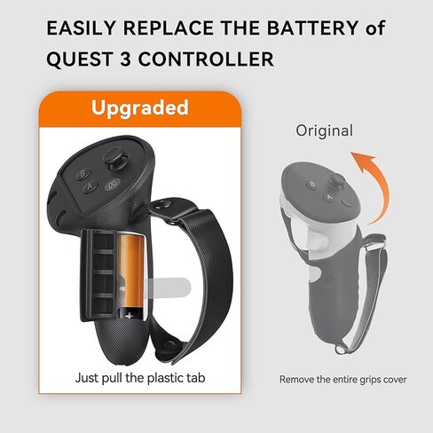 غطاء مقابض أحزمة التحكم المطورة من D.Gruoiza متوافق مع ملحقات Meta Oculus Quest 3، غطاء مقبض سيليكون غير قابل للانزلاق، حزام يد ناعم قابل للتعديل، مع فتحة حجرة البطارية in Kuwait