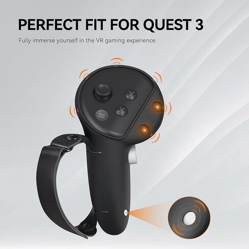 غطاء مقابض أحزمة التحكم المطورة من D.Gruoiza متوافق مع ملحقات Meta Oculus Quest 3، غطاء مقبض سيليكون غير قابل للانزلاق، حزام يد ناعم قابل للتعديل، مع فتحة حجرة البطارية in Kuwait