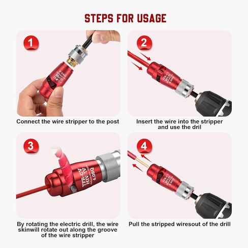 Wire Stripper for Drill, 2024 Electric Wire Stripping and Twisting Tool, Portable Professional Electrician Tool Set Drill Wire Stripper Cutter Tool for Power Drill, Cable Quick Stripping and Connector in Saudi Arabia