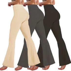 Women's Casual Bootleg Yoga Pants V Crossover High Waisted Flare Leggings with Tummy Control Crossover Waist and Wide Leg