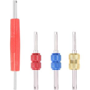 4Pcs R134 R12 A/C HVAC Air Conditioner Dual Valve Stem Core Remover Tool,Car Accessories AC Valve Core Removal Tool,Dual Head Valve Core Remover,Tire Repair Tools for Car Truck