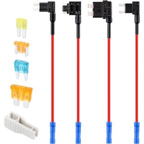 4PCS Fuse Tap Kit,Standard 16AWG Mini Micro2 Low Profile Mini Fuse Taps and Fuses,Universal Add A Circuit Fuse Taps Automotive 12V Fuse Adapter for Most Cars Trucks SUVs