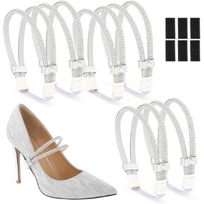 simarro 3 Pairs Elastic Shiny Shoe Laces Strap, Detachable High Heels Shoe Straps for Holding Loose High Heels Pumps