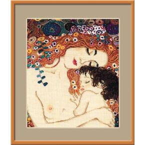 RIOLIS - Motherly Love After G. Klimt 916, Valentine Cross Stitch Kits 11,81" x13,78, Cross Stitch Kits for Beginners & Advanced, Crossstitching Kits, Counted Stitching Kits, Valentine Embroidery Kit