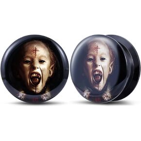 2PCS Acrylic Solid Screw On Ear Tunnels and Plugs Resin Allergy Free Stretcher Horrible Dark Element Ear Gauges For Women Men Body Piercing Jewelry
