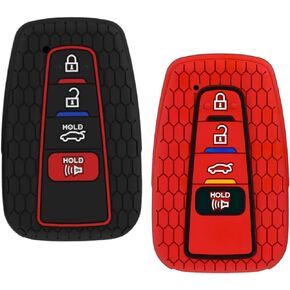 2PCS Snugfit Key fob Cover for Toyota 2020 2021 2022 Toyota RAV4 XLE Camry Hybrid XSE Corolla Avalon Smart Ke (Silicone, Blue & Black)