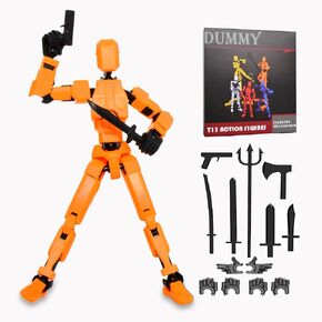 Creative Action Figure with Pose Stand,Building Toy Sets,3D Robot,Lucky Puppet Joints for Boys,Girls,Men,Women,Multi-Jointed Moveable Dummy Desk Decoration,Desktop Ornament for Game Lover (Black)