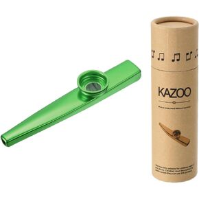 MECCANIXITY Kazoo آلة موسيقية من سبائك الألومنيوم باللون الأخضر مع صندوق أسطواني هدية جميلة للحفلات والجيتار القيثارة ولوحة مفاتيح البيانو والكمان