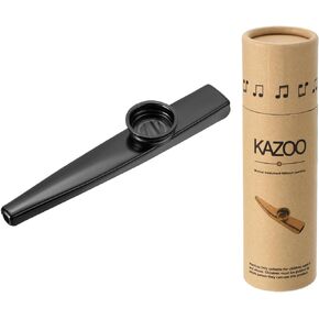 MECCANIXITY Kazoo Musical Instrument Aluminum Alloy Black with Beautiful Gift Cylindrical Box for Party Guitar Ukulele Violin Piano Keyboard