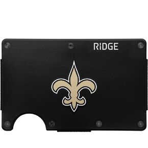 The Ridge NFL Wallet - New Orleans Saints - Slim Wallet, Card Holder, Carry up to 12 Cards RFID Safe, Blocks Chip Readers, Minimalist Wallet With Cash Strap & Extra Money Clip