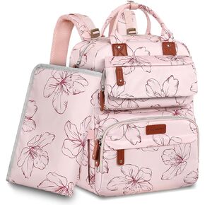 Diaper Bag Backpack, Large Travel Diaper Backpack with Portable Changing Pad, Baby Diaper Bags for Girls, Multifunction Large Travel Backpack for Moms Dads with Insulated Pockets and Stroller Straps.