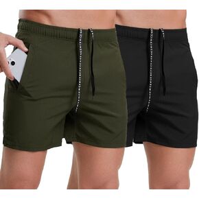 A WATERWANG 2 Pack Mens Workout Athletic Shorts 5 Inch Quick Dry Running Shorts Men Lightweight Gym Shorts with Pockets