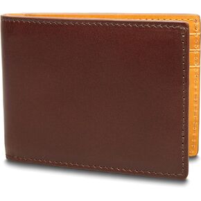 Bosca Italo Contrast Italia Small Bifold Wallet RFID Blocking - Dark Brown w/Tan