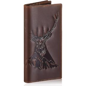 Deer Long Wallet for Men Leather Bifold Rodeo Western Cowboy Wallet RFID Blocking with Cash Card Holder Deer Hunting Gift for Boyfriend Husband Father's Day gift