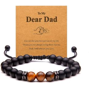 Tigers Eye Bracelet for Men, Fashion Black Onyx Bracelet Birthday Gifts for Men and Dads, Father's Day Gifts Thanksgiving Anniversary Christmas Day Gifts