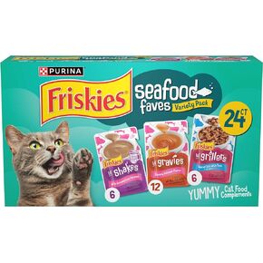 Purina Friskies Seafood Faves Wet Cat Food Variety Pack Gravy Cat Food Complements - 24 ct. Box