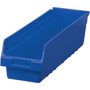 Akro-Mils 30094 Plastic Nesting ShelfMax Storage Bin Box, (24-Inch x 6-Inch x 6-Inch), Blue, (10-Pack)
