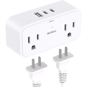 Surge Protector Outlet Extender, Multi Plug Outlet Splitter with 4 Electrical Outlets 3 USB Ports（2 USB C 3 Sided Wall Plug Adapter for Home Office Travel Dorm Room Essentials