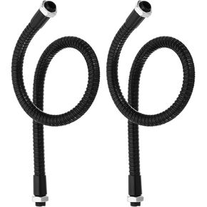 PATIKIL 19.7" Universal Gooseneck Hose, 2 Pcs M10 Fine Thread Bendable Metal Hose Flexible Arm Tube Extension for Lamp, DIY Equipment, Black