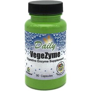 Daily Manufacturing VegeZyme™ Vegetarian Digestive Enzymes (Vegetable derived Enzyme Blend, Amylase, Lactase, Protease, Lipase, Cellulase, Bromelain & Papaya) 90 Vegetarian Capsules