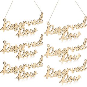 Yulejo 6 Pieces Wooden Reserved Row Signs for Wedding Chairs Wood Hanging Reserved Seating Sign with Rope Plaques Decorative for Important Events Church Pews Chair Restaurants (Rose Gold)