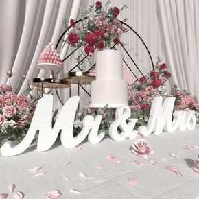 Mr and Mrs Sign for Wedding Table,Large Wooden Letters Mr & Miss Signs for Sweetheart Table,Photo Props Wedding Decorations for Anniversary (Black)