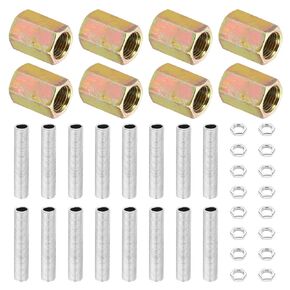 PATIKIL M10 Fine Thread Lamp Pipe Repair Part Kits, 40 Pcs M10 x 25 Metal Hexagon Closed Coupling Nut with Threaded Pipe and Hex Nut for Lighting Extension Rod
