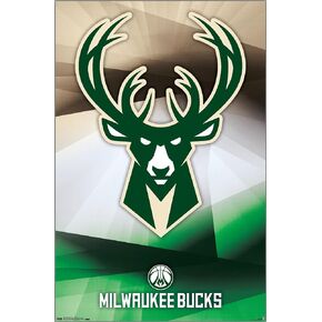 Trends International NBA Milwaukee Bucks - Logo 16 Wall Poster, 14.725" x 22.375", Black Framed Version