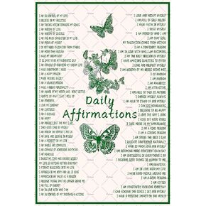 Butterfly Posters Inspirational Metal Tin Sign Daily Positive Affirmations Green Boho Room Aesthetic Decoration Home Kitchen Office Bedroom Classroom Dormitory Wall Decor metal tin poster home signs