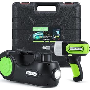 NEWTRY 5 طن مجموعة جاك السيارة الكهربائية 6.1-17.8 بوصة 12 فولت مفتاح كهربائي لتغيير الإطارات ومضخة نفخ الإطارات شاشة LCD لشاحنات سيدان SUV MPV in Kuwait