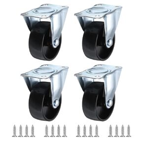 PATIKIL 1.5" Rigid Caster Wheels, 8 Pack Silent Fixed Non-Swivel Plate Caster with M4 Screws Load Capacity 265Lbs for Furniture Workbench Cart Trolley, White
