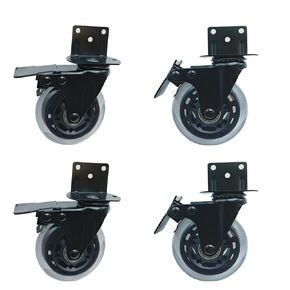 Side Mount Casters Set of 4 with 4 Metal Brakes,Wheels for Furniture Side Mount,3 Inch L-Shaped,Capable for Baby Bed,Table,Cabinet, Furniture,Loading Capacity 600 Lbs