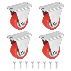 PATIKIL 1.25" Rigid Caster Wheels, 4 Pack Silent Fixed Plate Casters with M4 Screw Load Capacity 88Lbs for Furniture Workbench Cart Trolley One Direction Rolling, Black (NO Brake)