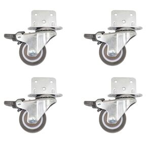1.5 Inch L-Shaped Plate Swivel Caster,Ball Bearing Side Mount Plate TPE Rubber Wheel Metal Housing,4 Pack Total Load Capacity 156Lbs/71Kg for Narrow Install Place