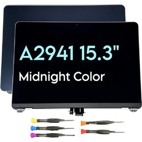 A2941 شاشة LCD لوحة شاشة تجميع كاملة 2023 سنة (EMC 8301) لجهاز MacBook Air Retina 15.3 بوصة M2 LCD فضي رمادي فضائي/Starlight/Midnight (Midnight)