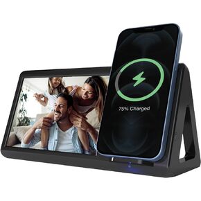Smartpix Wireless Charging Station: 10W Charger, 4x6 Photo Frame | Desk Dock & Nightstand Accessory | Clutter-Free Design