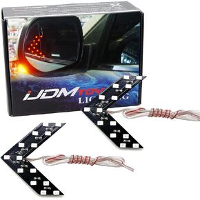 iJDMTOY Pair 14-SMD Arrow Shape LED Circuit Board Panels for Behind The Side Mirror Turn Signal Retrofit, Amber Yellow