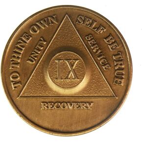 wendells 9 Year Bronze AA (Alcoholics Anonymous) - Sober / Sobriety / Birthday / Anniversary / Recovery / Medallion / Chip
