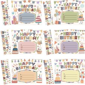72 Pcs Retro Birthday Certificates Happy Birthday Bookmark Cupcakes Dessert Birthday Cards for Students Happy Birthday Bulletin Board Award Party Supplies for Teacher, 6 Styles